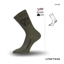 Lasting X-Static Silber-Ionen Socken HIRSCH Unisex - dunkelgrün
