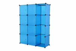 Kleiderschrank Steckregal blau 12 Boxen