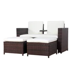 Love Seat Rattan Garnitur CHANELL braun/weiss