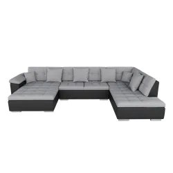 Ecksofa ARIA links grau/schwarz