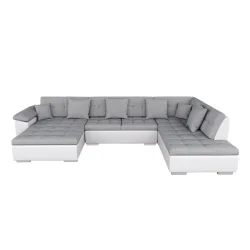 Ecksofa ARIA links grau/weiss