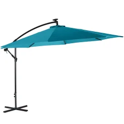 Sonnenschirm Ampelschirm BAY mit LED 350 cm blau