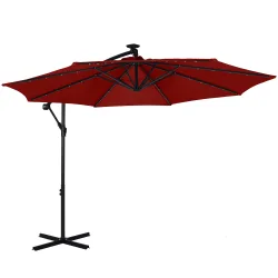 Sonnenschirm Ampelschirm BAY mit LED 300 cm rot