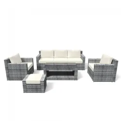 Rattanlounge MANILA grau/beige