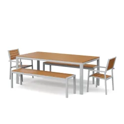 Gartenmöbel Set KAVO 2 Stühle + 2 Bänke braun