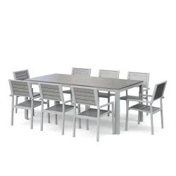 Gartenmöbel Set KAVO 8 Stühle grau