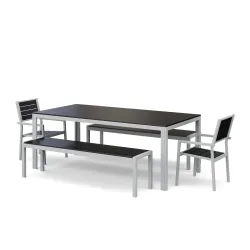 Gartenmöbel Set KAVO 2 Stühle + 2 Bänke anthrazit