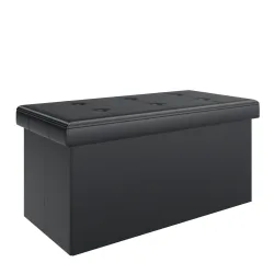 Sitzbank Leder JORIS 76 cm schwarz