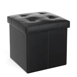 Sitzwürfel Leder BEN 38 x 38 cm schwarz