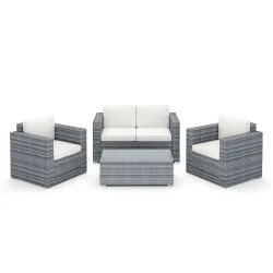 Rattanlounge VENEZIA grau/beige