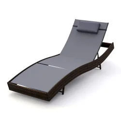 Liegestuhl Rattan WAVE braun