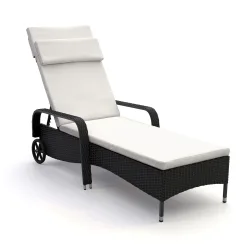 Liegestuhl Rattan MAYA schwarz