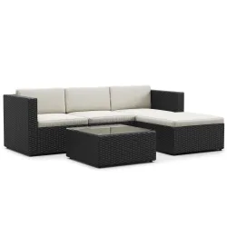 Rattanlounge MALIBU schwarz/beige