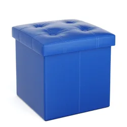 Sitzwürfel Leder BEN blau