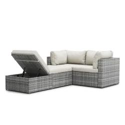 Rattanlounge CHARLIE grau/weiss