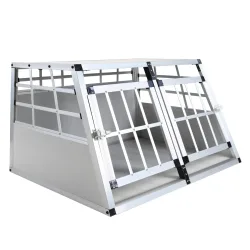 Hundebox Doppelbox Alu S grau