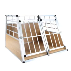 Hundebox Doppelbox Alu M hellbraun