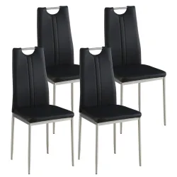 Esszimmerstuhl Leder IVO 4er Set schwarz