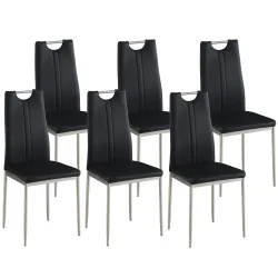Esszimmerstuhl Leder IVO 6er Set schwarz