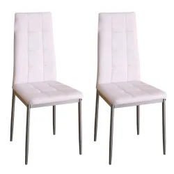 Esszimmerstuhl Leder MARC 2er Set weiss