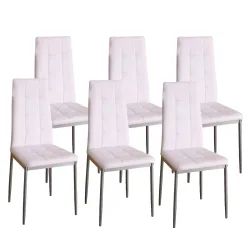Esszimmerstuhl Leder MARC 6er Set weiss