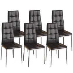 Esszimmerstuhl Leder MARC 6er Set braun