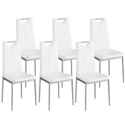 Esszimmerstuhl Leder IVO 6er Set weiss