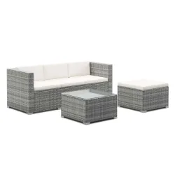 Rattanlounge NIZZA grau/beige
