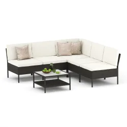 Rattanlounge RIVERA braun/beige