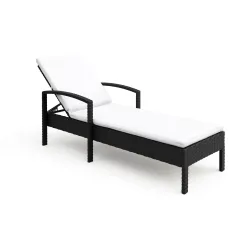 Liegestuhl Rattan TIMEA schwarz/weiss