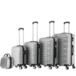 Reisekoffer Hartschalenkoffer AVA 5er Set silber