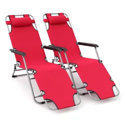 Liegestuhl Campingstuhl rot 2er Set