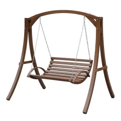 Hängeschaukel mit Gestell aus Holz