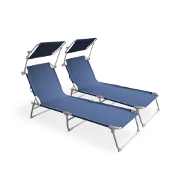 Liegestuhl LETTINO 2er Set blau