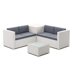 Rattanlounge SAN MARINO weiss/anthrazit