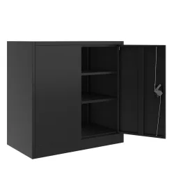 Aktenschrank mit 3 Böden 90 x 90 cm schwarz