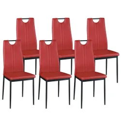 Esszimmerstuhl Leder IVO 6er Set rot
