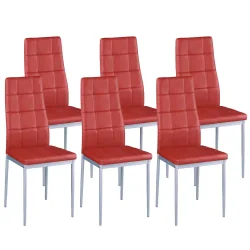 Esszimmerstuhl Leder MARC 6er Set rot