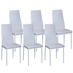 Esszimmerstuhl Leder TIM 6er Set weiss