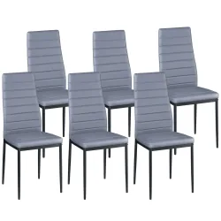 Esszimmerstuhl Leder TIM 6er Set grau