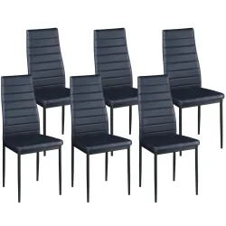 Esszimmerstuhl Leder TIM 6er Set schwarz