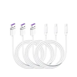 Ladekabel für Smartphones USB Typ C 3 m weiss 3er Set