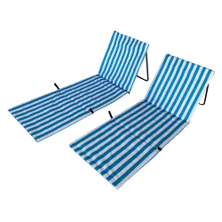 Strandmatte 2er Set blau/weiss