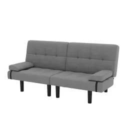 Schlafsofa Leinen LINUS multifunktional grau