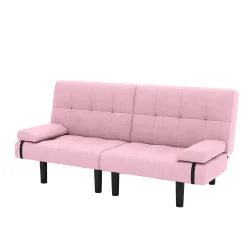 Schlafsofa Leinen LINUS multifunktional rosa