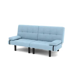 Schlafsofa Leinen LINUS multifunktional hellblau