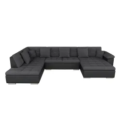 Ecksofa ARIA rechts anthrazit/schwarz