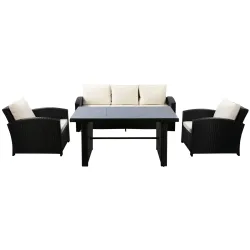 Gartenset KORFU schwarz/beige