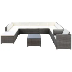 Rattanlounge SANTORINI grau/beige