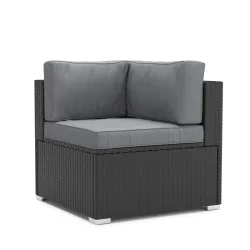 Eckteil Rattanlounge KRETA schwarz/anthrazit